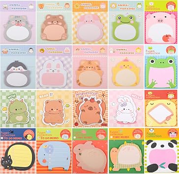 Ulema 100 Pads Cute Sticky Notes Cartoon Animal Party Favors Kawaii Mini Sticky Notes for Teacher Appreciation Gift Classrooms Rewards Memo Pads Notes Page School Tab for School Office Supplies