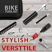 Vista 2 de EMERK Kit de herramientas de reparación de bicicletas: kit de herramientas múltiples para bicicleta con mini bomba, herramienta reversible
