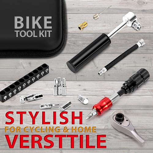 Miniatura 2 de EMERK Kit de herramientas de reparación de bicicletas kit de herramientas múltiples para bicicleta con mini bomba, herramienta reversible de