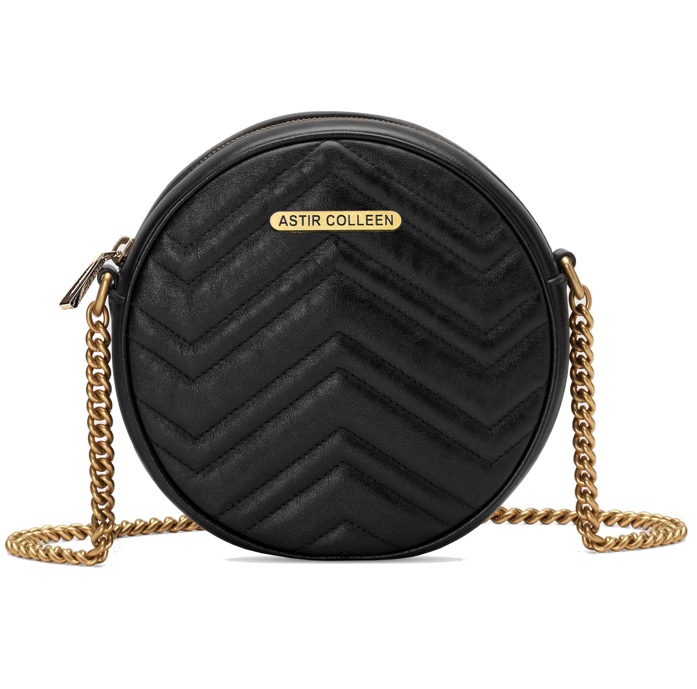 astir colleen Women's & Girl's Sling Bag - Round Qulitted (Black)-picture-28