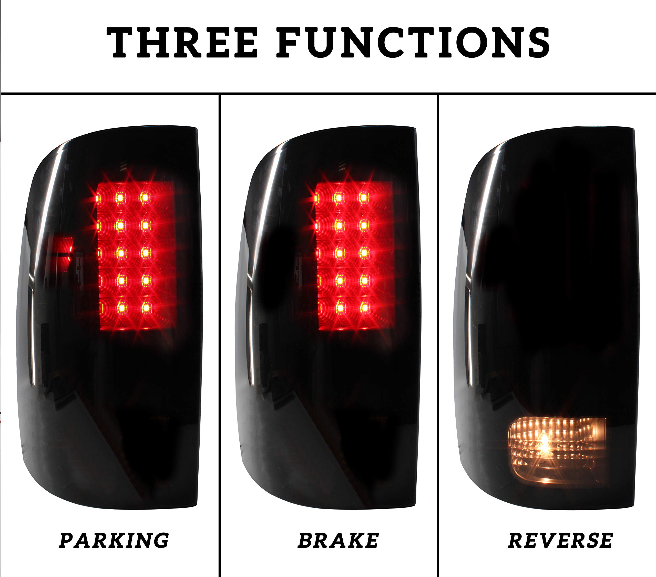 LED Tail Lights for Dodge RAM 1500 2500 3500 0918, KEWISAUTO Smoked