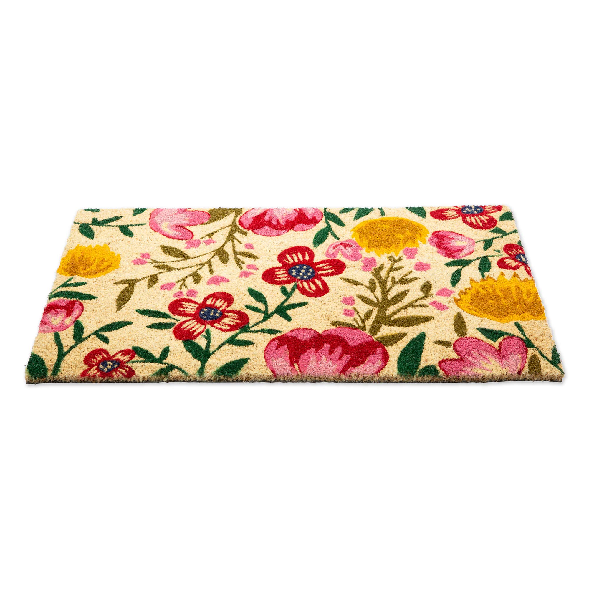 DII Floral Design Collection - Felpudo de Fibra de Coco Natural, 17 x 29 Pulgadas, Flor Brillante