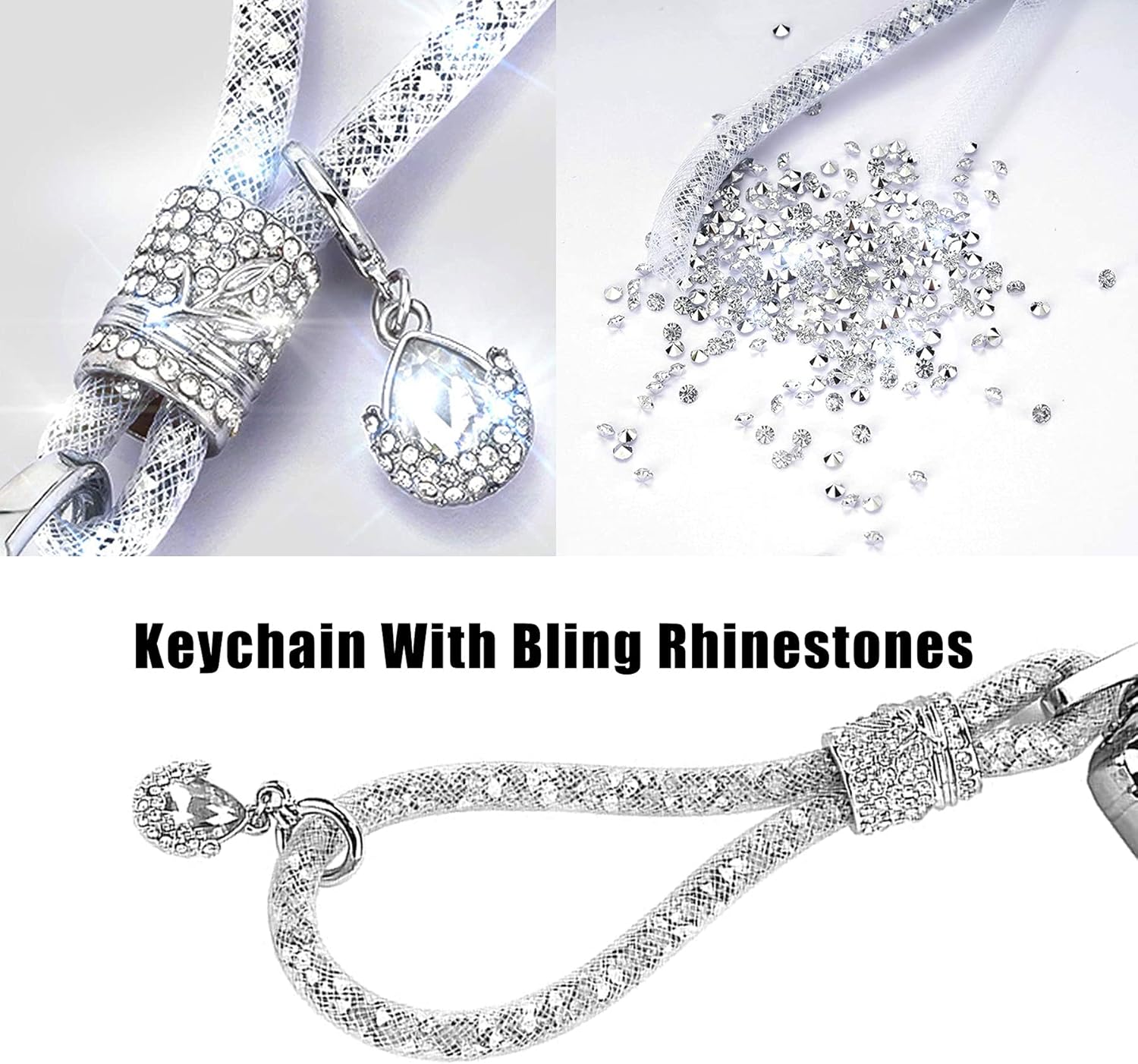 Crystal Car Keychain for Women, Keychain Accessories With Bling Rhinestones, Fashionable Car Key Chain for Car Keys : Automotive