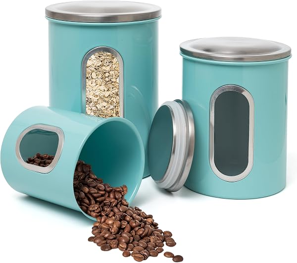 Mixpresso Canisters Set - Kitchen Decor With See-Through Window, Airtight Coffee & Tea Organizer, Sugar Canister
