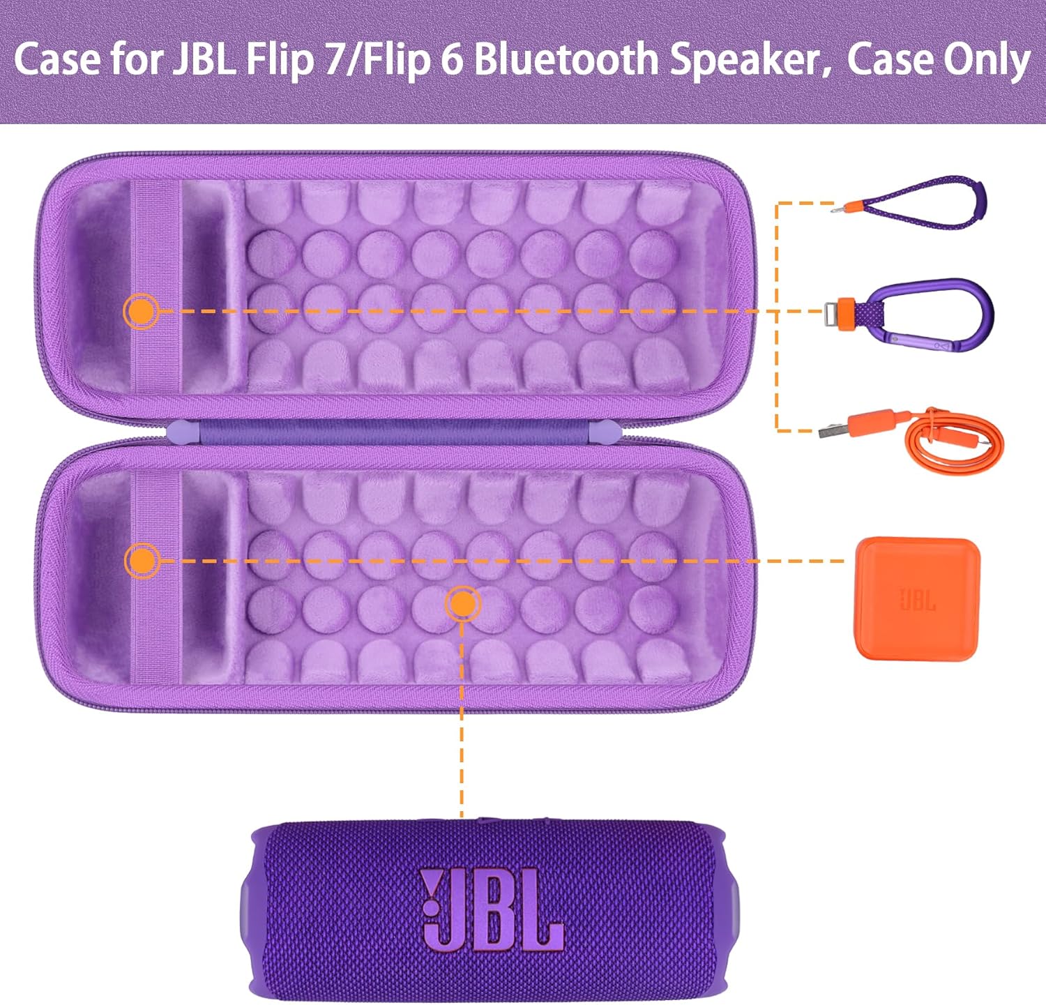 khanka Case for JBL Flip 7/Flip 6 Waterproof Portable Bluetooth Speaker,Case Only(Purple) - Image 7