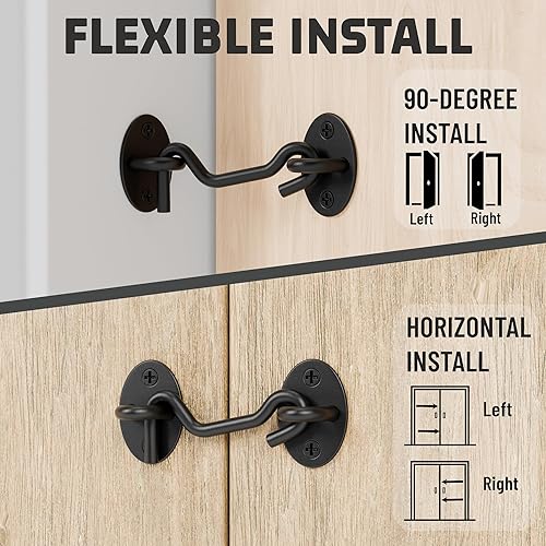 Miniatura 3 de TRIPLE DEER Paquete de 2 pestillos de gancho y ojal de 3 pulgadas, pestillo de privacidad para deslizamientogranerocobertizopuerta, ventana,