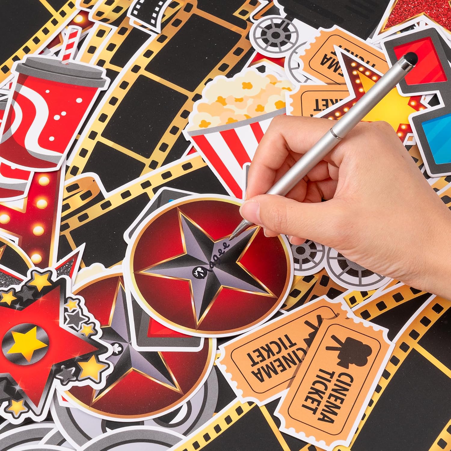 BeYumi Birthday Bulletin Board Decorations - 75Pcs Back to School Movie Birthday Bulletin Board A Star Is Born Border Trim Decor Month Movie Film Clapboard Cutouts Calendar School Classroom Chalkboard