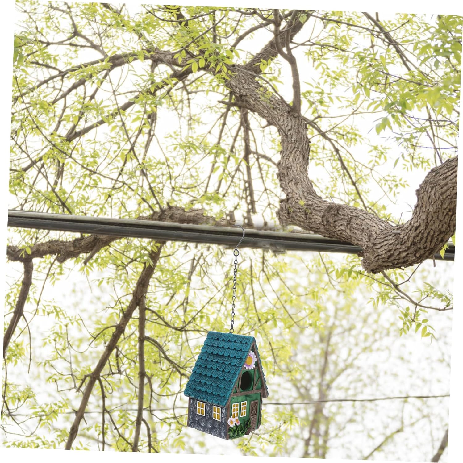 MERRYHAPY Decorative Bird House Ornament Outdoor Bird Nest Resin Decor Small House for Outside