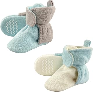 Hudson Baby Unisex Cozy Fleece Booties, Mint Gray, 4 Toddler