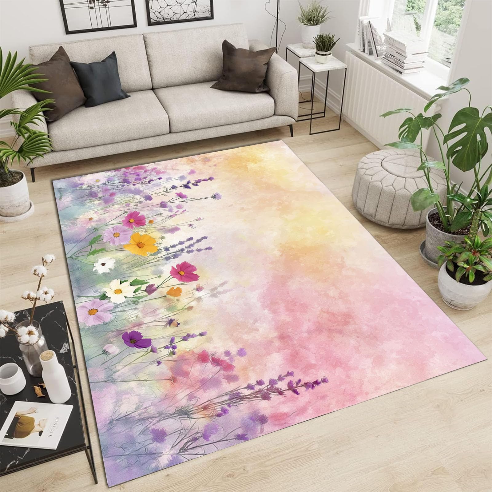 Moquette pour chambre douce et grand tapis de salon rose lavable