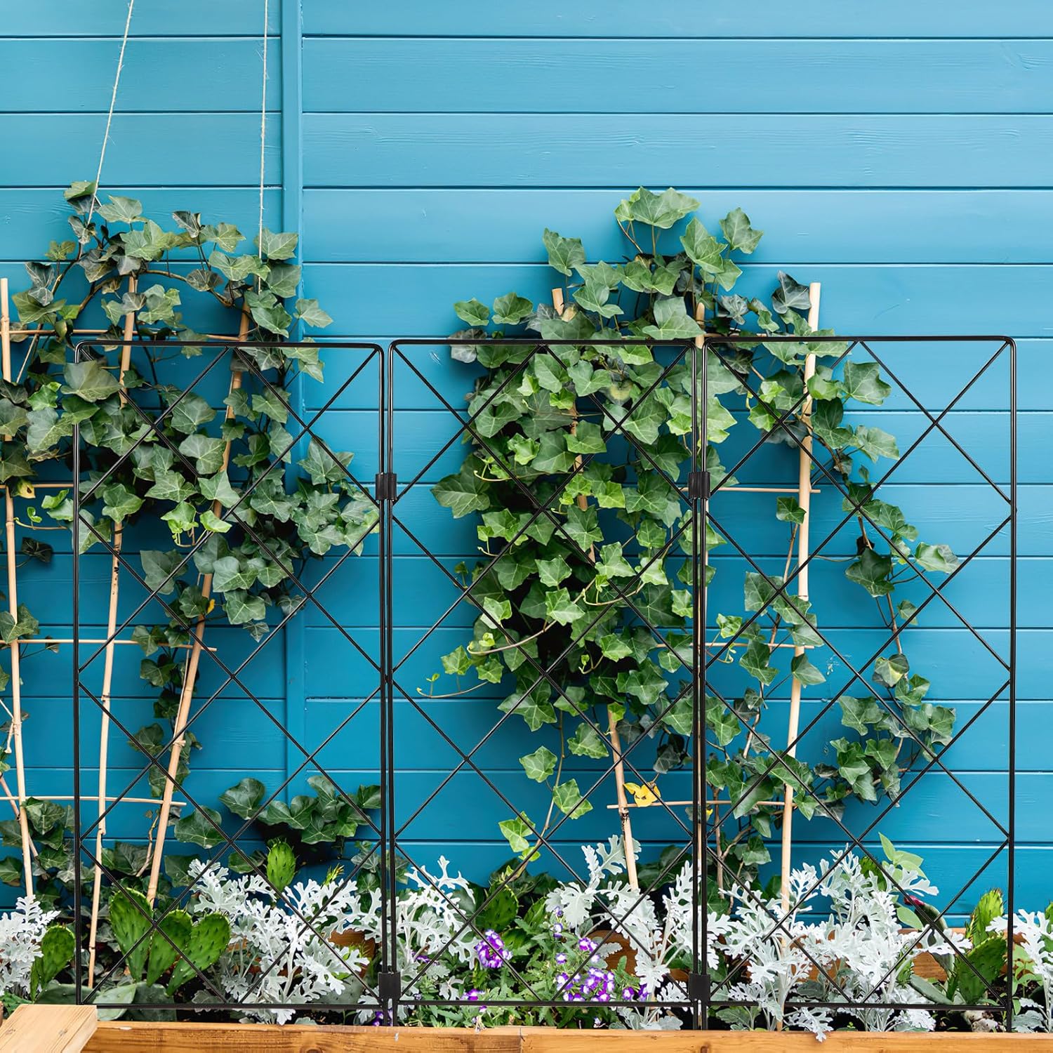 Multifunctional Foldable Iron Plant Climbing Frame Garden Trellis Support Stand for Vine Plants Space-Saving Vertical Pillar for Outdoor and Balcony Gardening