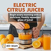 Vista 3 de Elite Gourmet ETS623 - Exprimidor eléctrico de cítricos de 40 W, sin BPA, compacto, gran volumen, control de pulpa, naranjas, limones, limas