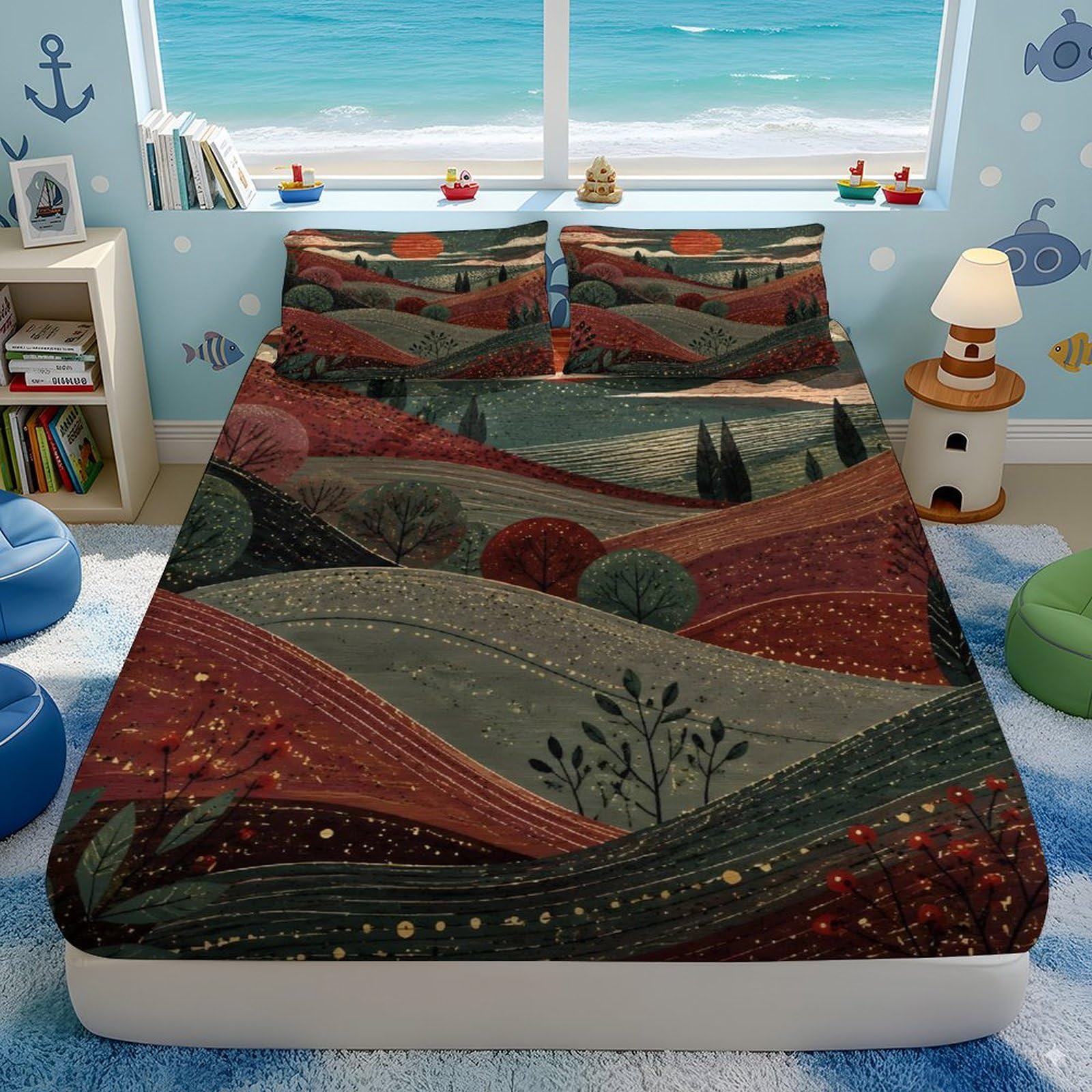 Landschaft Design Spannbettlaken Set Jugendzimmer Stil