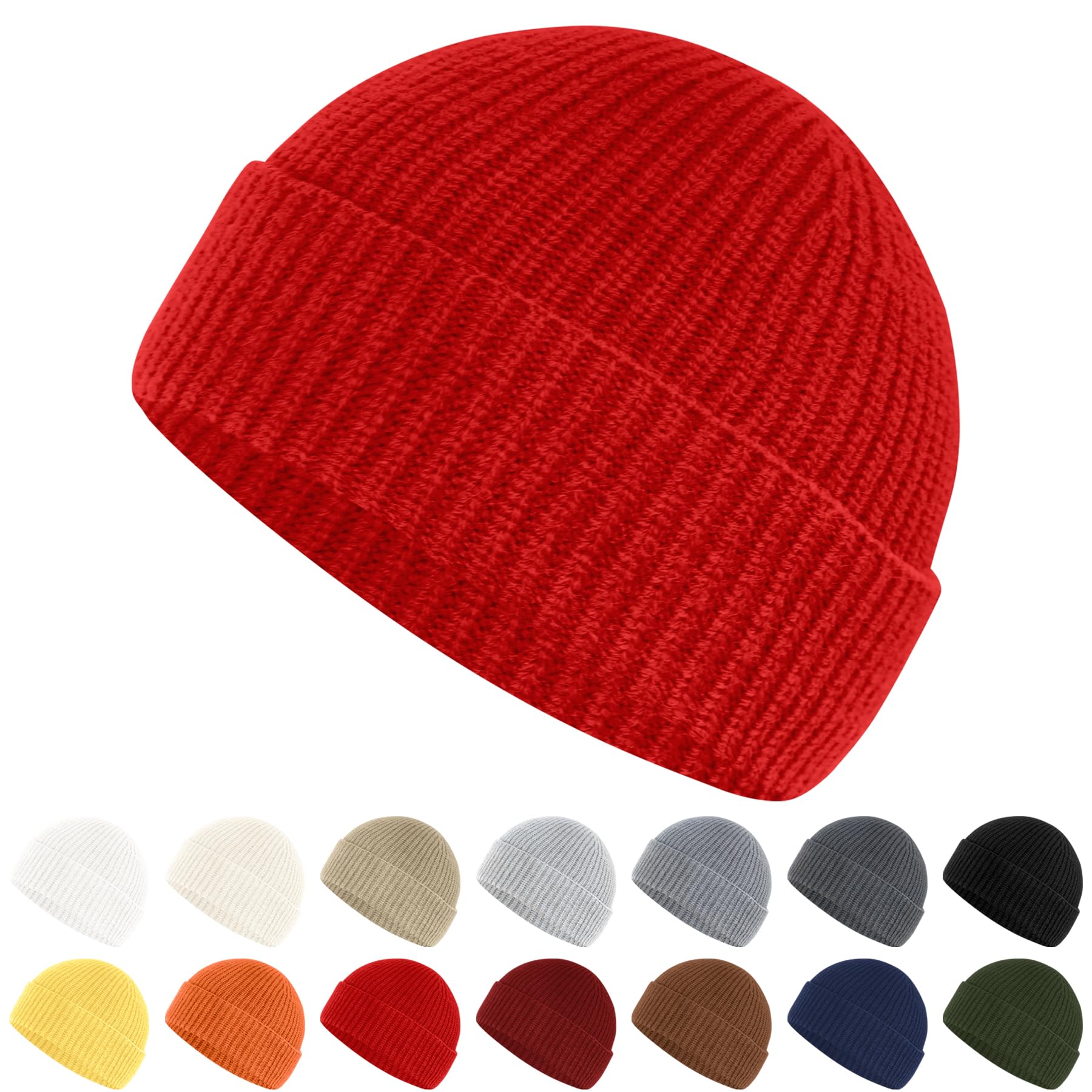 ANTI-REBOUNDUMBRE Fisherman Beanie for Men Women Cuff Wool Short Beanies Winter Warm Hat