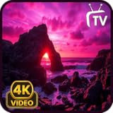 Purple Beach Night Screensaver - Ocean Waves & Nature Sounds