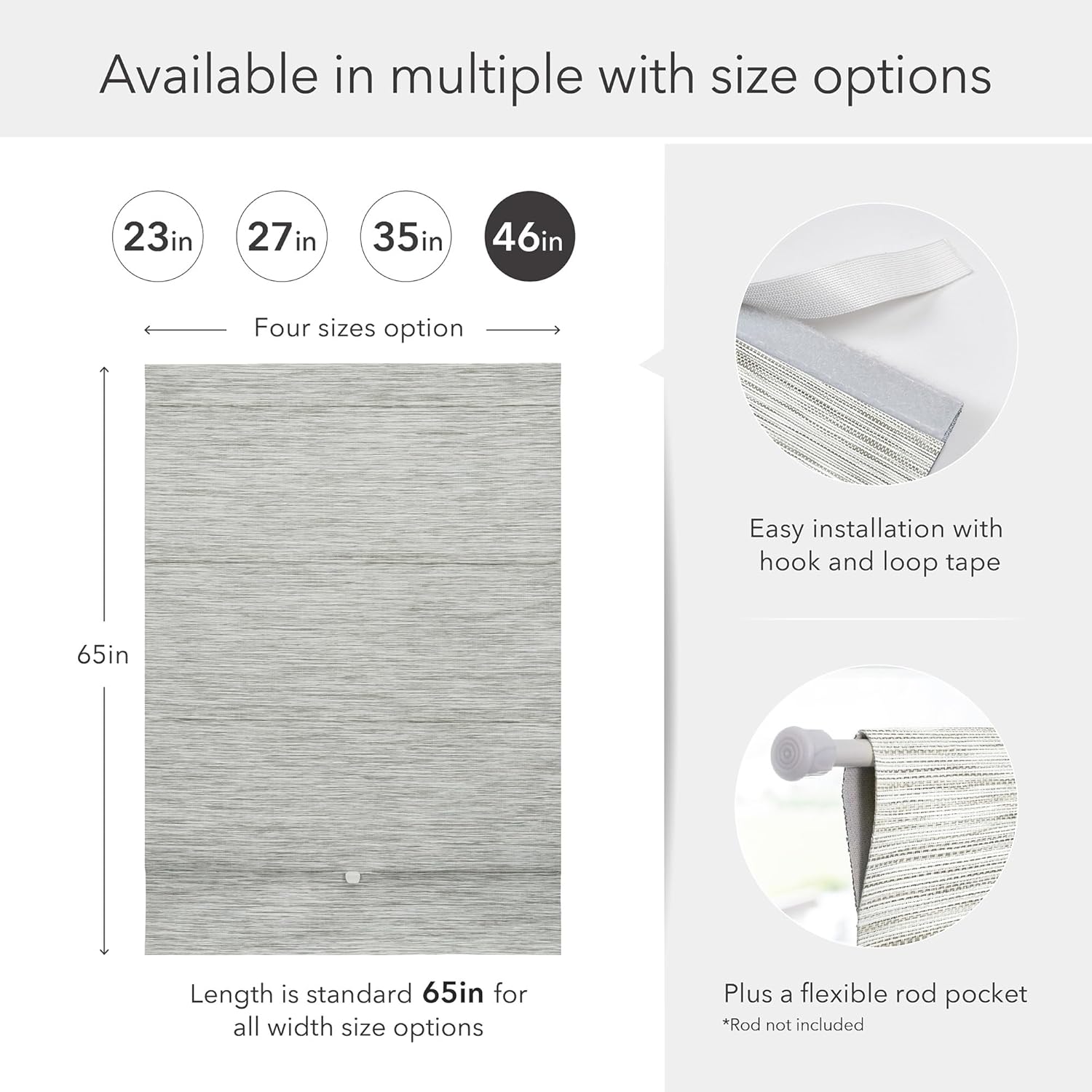 GoDear Design 99.99% Blackout Magnetic Roman Shades for French Doors, No Drill No Tools Woven Cordless Blinds for Windows, Thermal Insulated Door Curtains  Blinds, 46 W x 65 L, Ivory