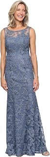 Alex Evenings Women's Long Sleeveless Mother of the Bride Dress with Shawl