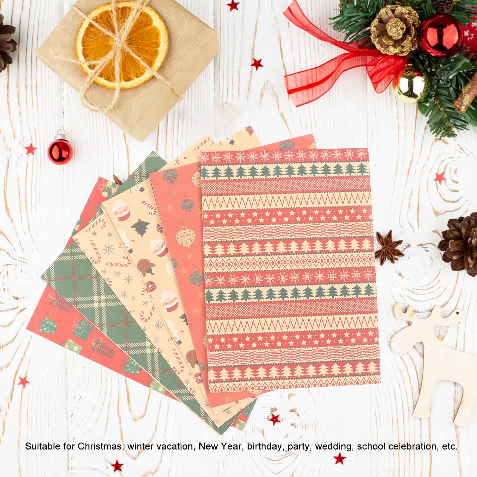 Świąteczny papier do pakowania 4 zestawy Klasyczny materiał DIY Kraft Craft Dekoracyjny 27,6 x 19,7 cala