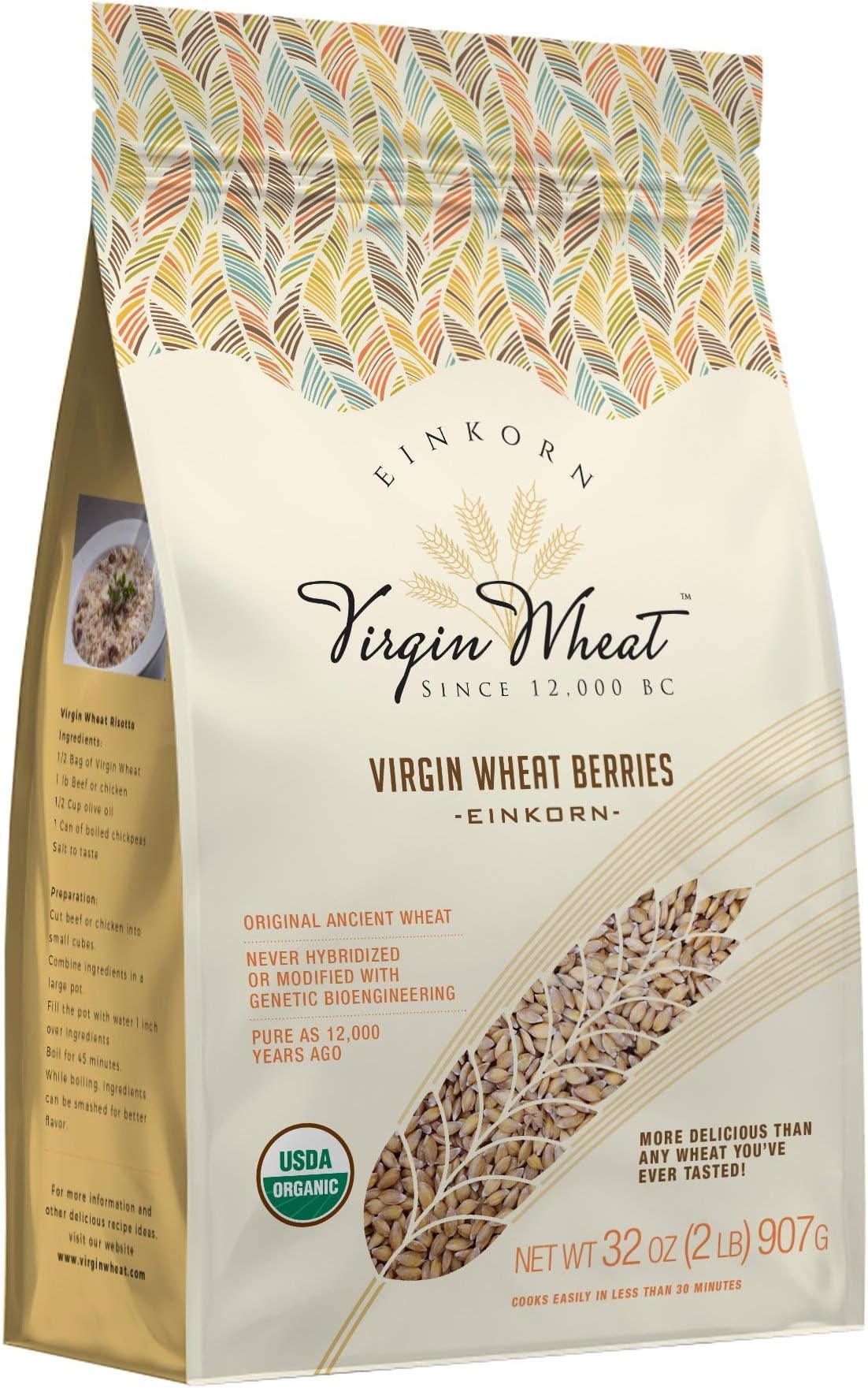 2 lb Ancient Einkorn Wheat Berries Unchanged For 12,000 Years Great For Gluten Issues & Easy As Rice To Cook | Ancient Heritage Whole Grains Virgin Wheat | Organic Einkorn Whole Wheat Berries – 32 Oz