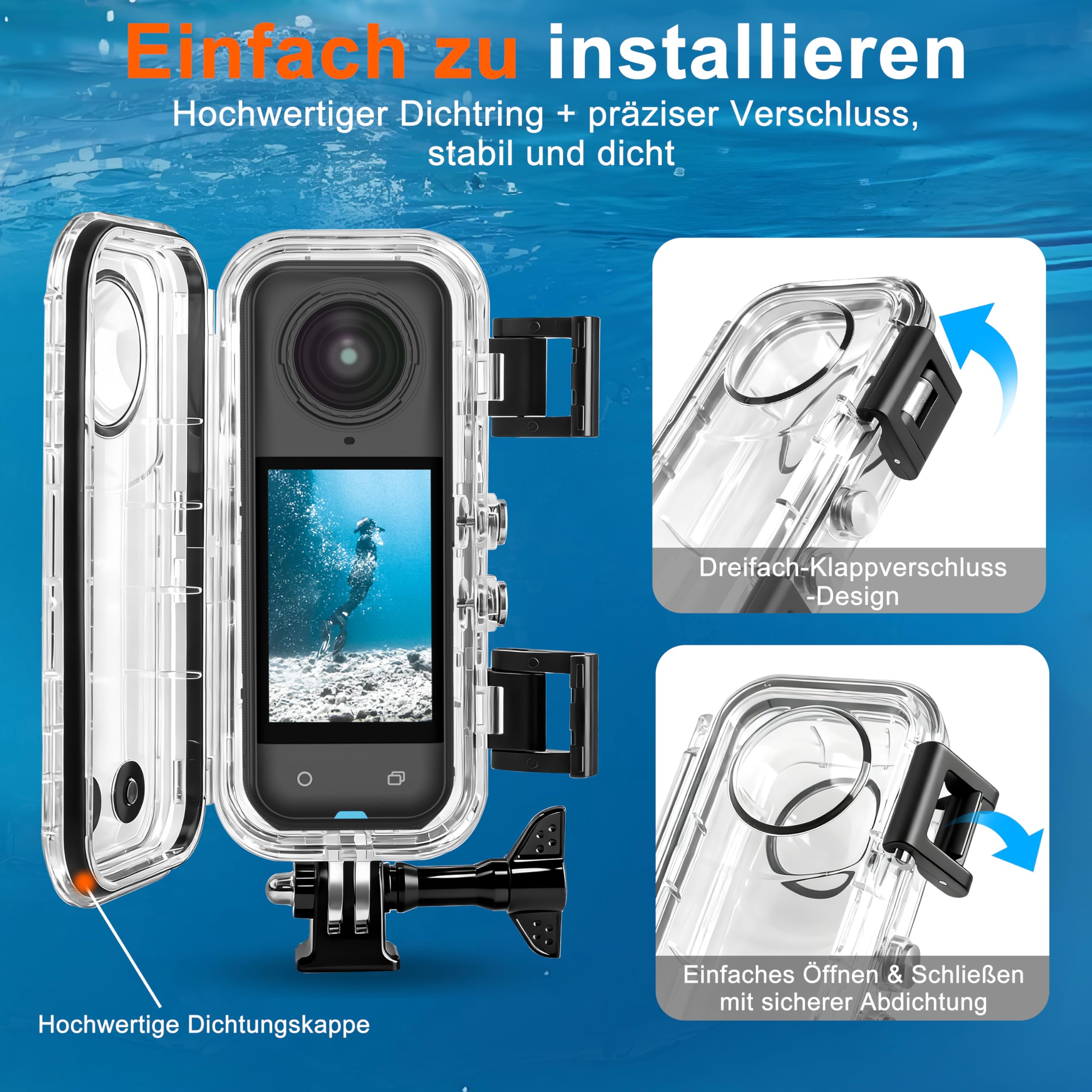 FitStill Wodoszczelna obudowa do Insta 360 X5 wodoszczelna 40 m HD Optical Glass Lens X5 obudowa do nurkowania fotografii podwodnej, kompleksowa ochrona, akcesoria X5