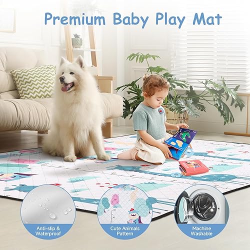 Miniatura 6 de JINXIA Corralito para bebés con tapete de 75 x 59 pulgadas, corralito grande para bebés y niños pequeños con malla suave y transpirable, corralito