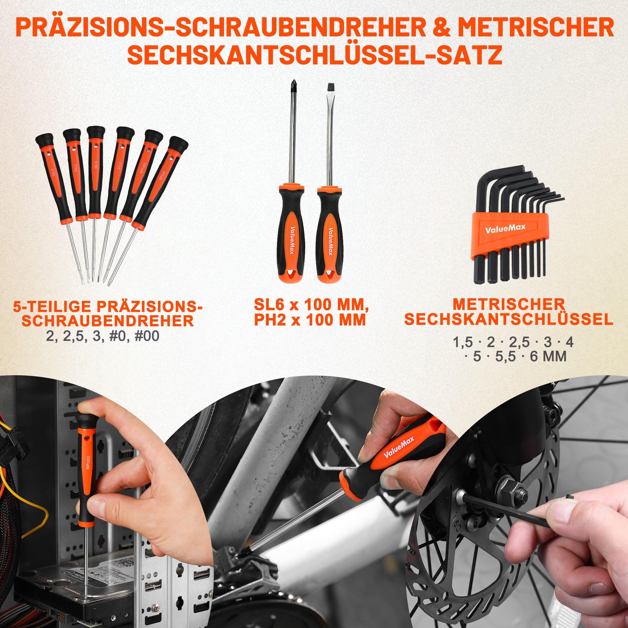 ValueMax Werkzeugset 219tlg, Werkzeugtasche bestückt, tägliche Werkzeuge, Werkzeugsatz für Haushalt, DIY, Heimwerker und Mechaniker bei Reparaturen zu Hause oder Profiarbeiten