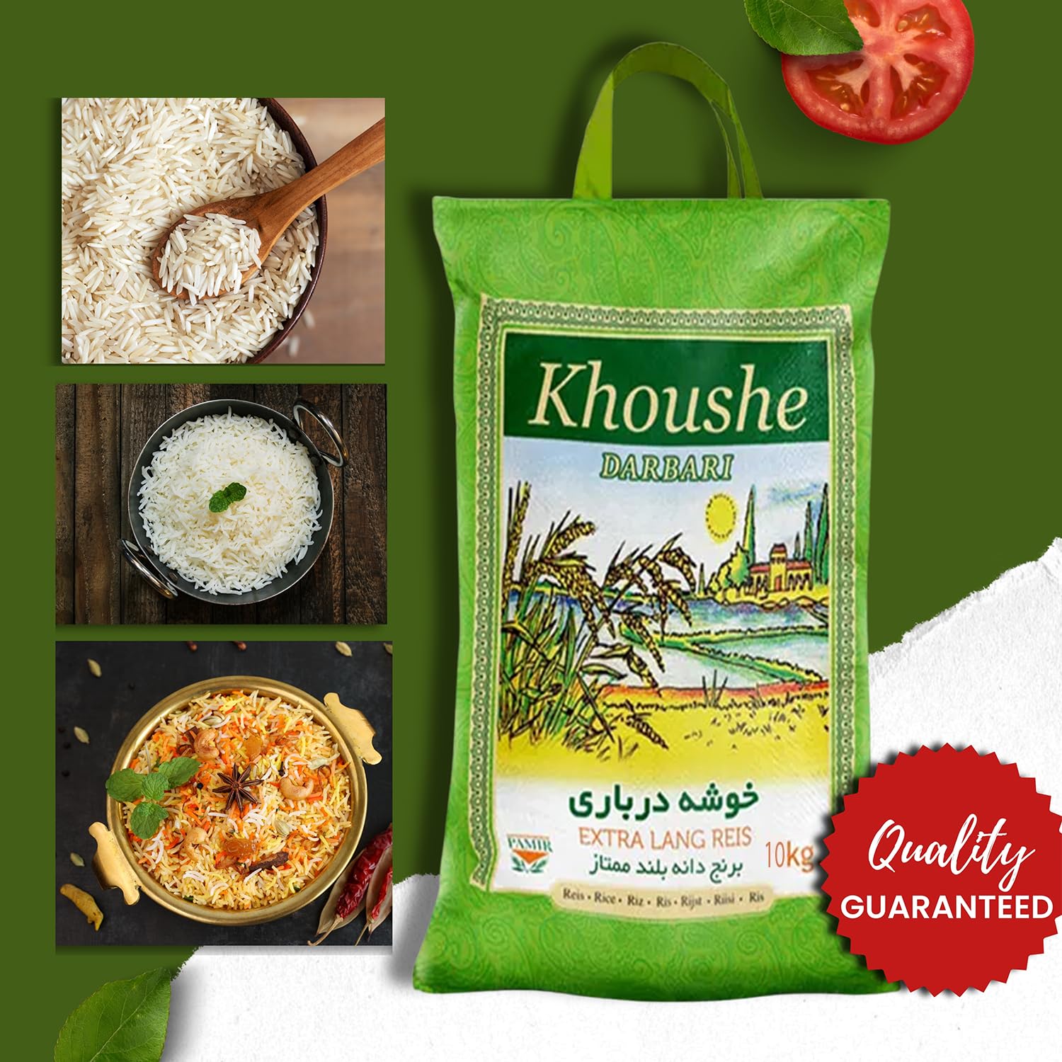 MyTNN Khoushe Momtaz, ryż basmati, 1 x 10 kg, ryż dla (Tahdig), oryginalny ryż basmati, ryż, ryż, ryż, basmati, ekstra długie ziarno ryżu, wysokiej jakości ryż