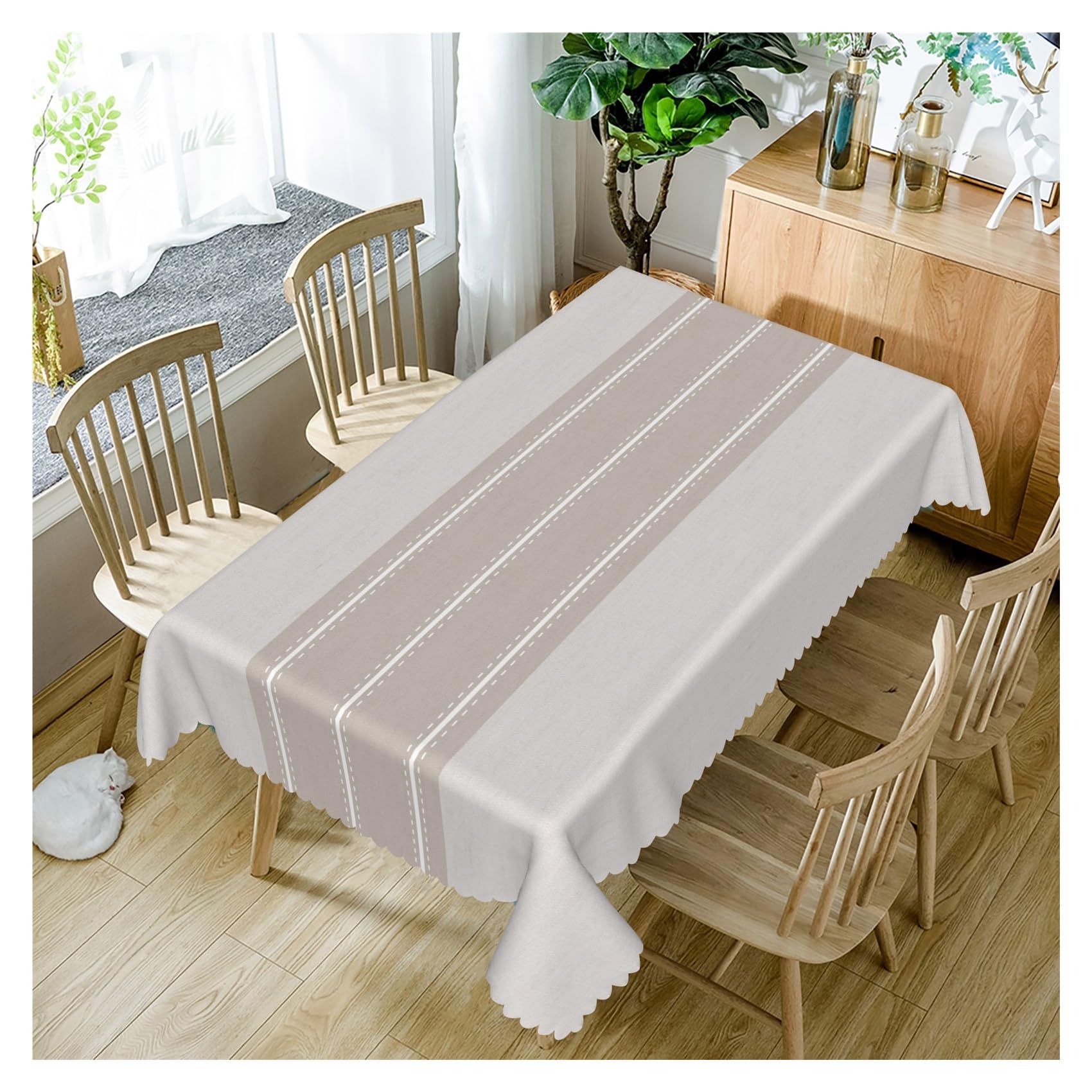 BDFJEDS Waterproof Tablecloth Simple Tablecloth Floral Stripe Waterproof Dining Table Cover For Home Outdoor Picnic Kitchen(Color6,90x140cm 35x55inch)