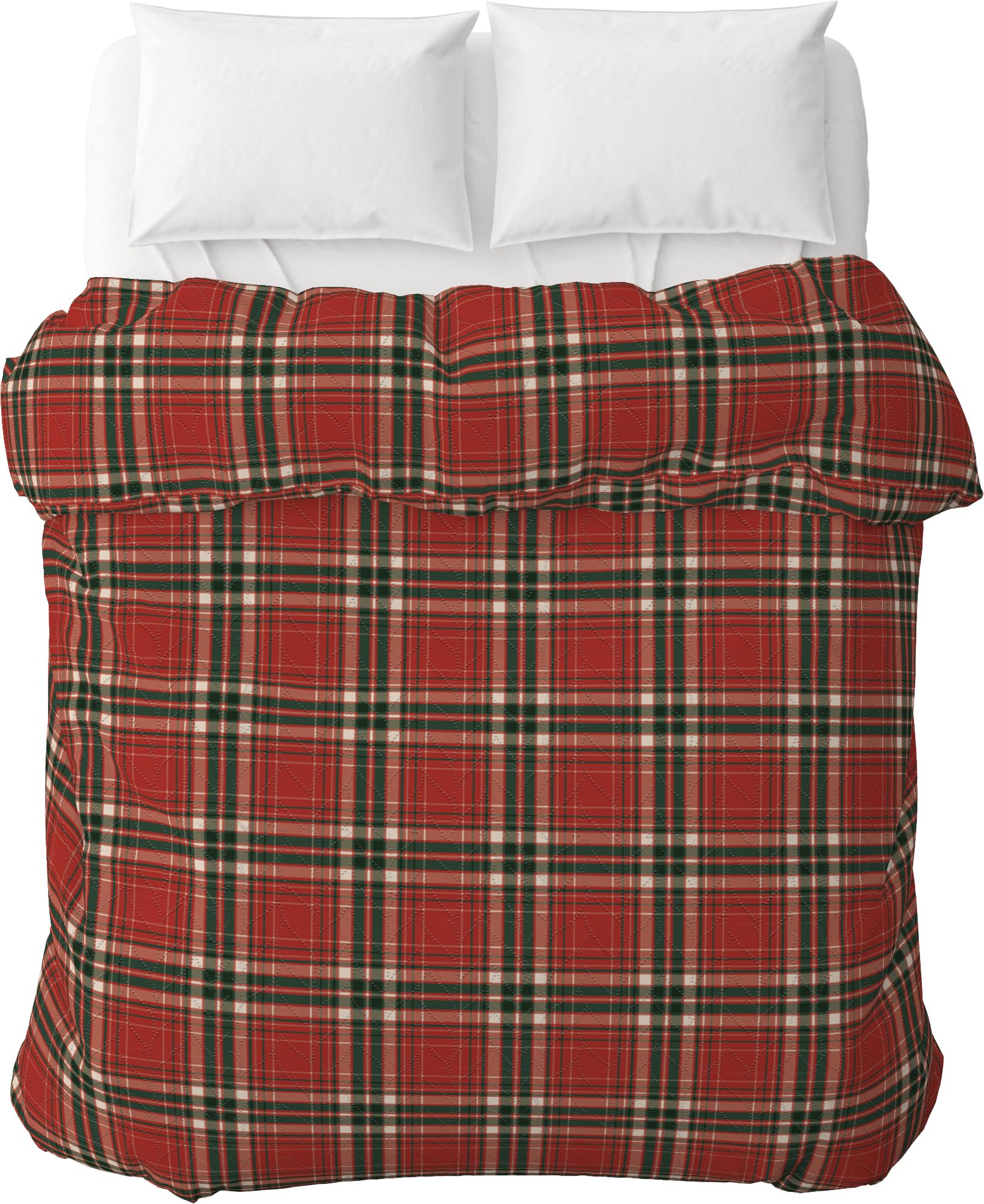 Trapuntino Estivo Double Face ART LOTUS, Copriletto 100g, Disponibile 150x250 / 200x250 /250x250 cm (CHECK RED, SINGOLO)