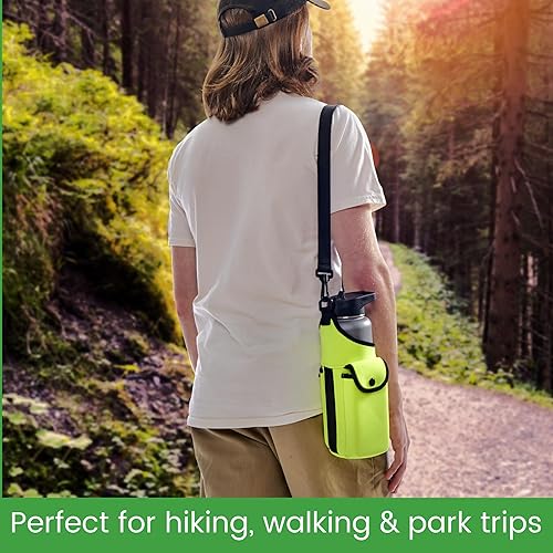 Miniatura 10 de AquaPockets - Bolsa transportadora para botellas de agua y soporte aislante de neopreno para botellas con funda para teléfono, 2 bolsillos y correa