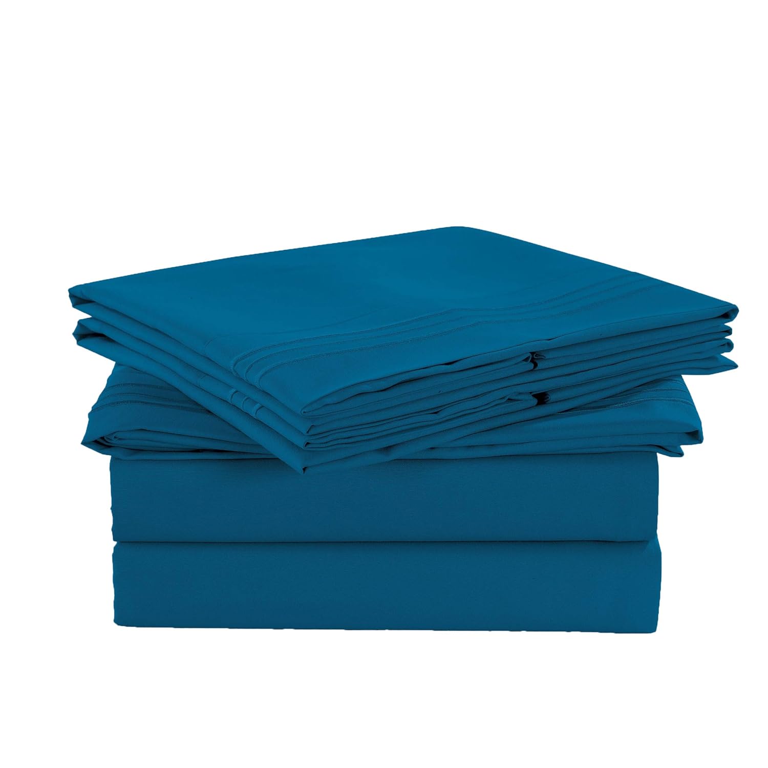 California King , Turquoise Embroidered Bed Sheets Set 2800 Supreme