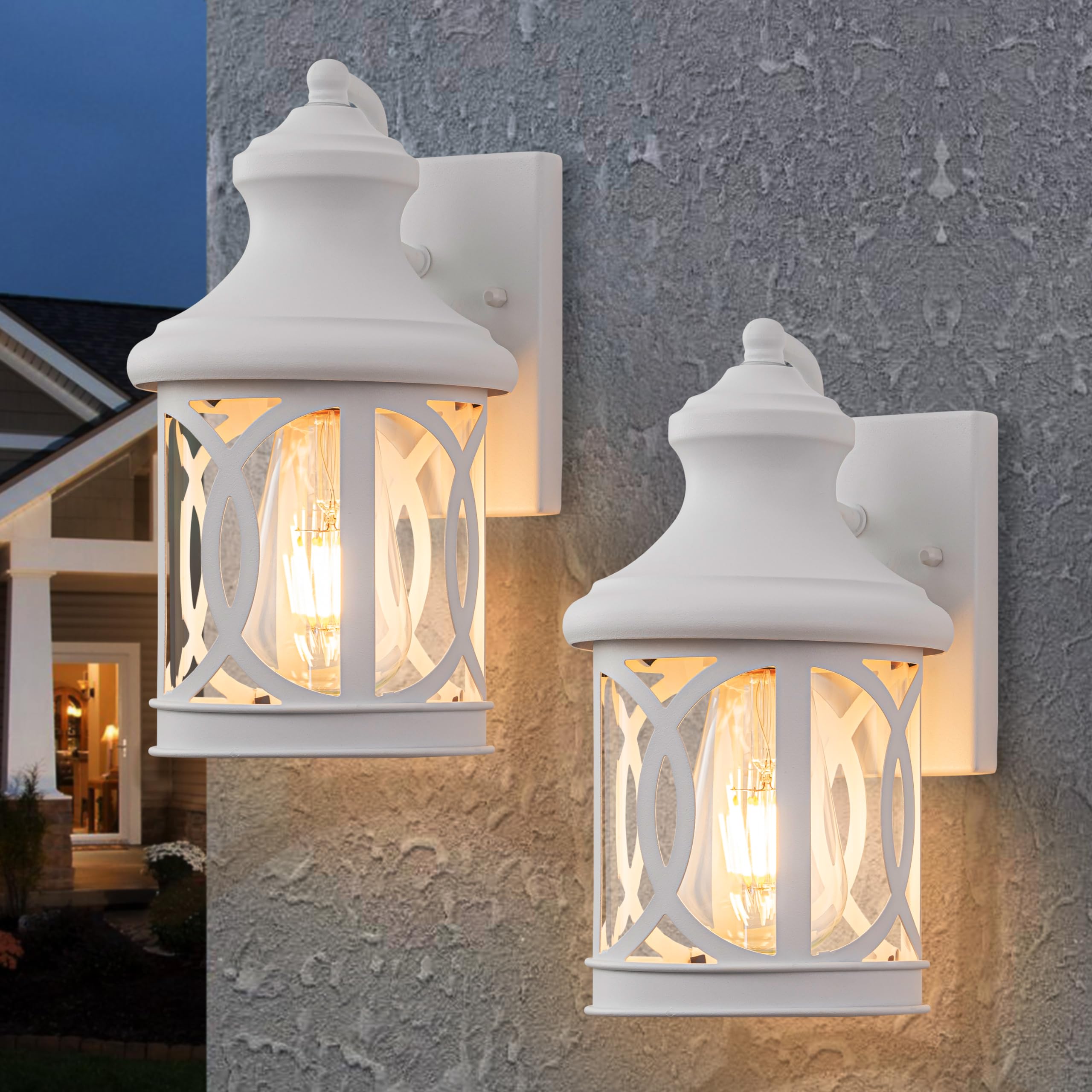 Snapklik.com : Laplusbelle Outdoor Wall Sconce, White Modern Outdoor