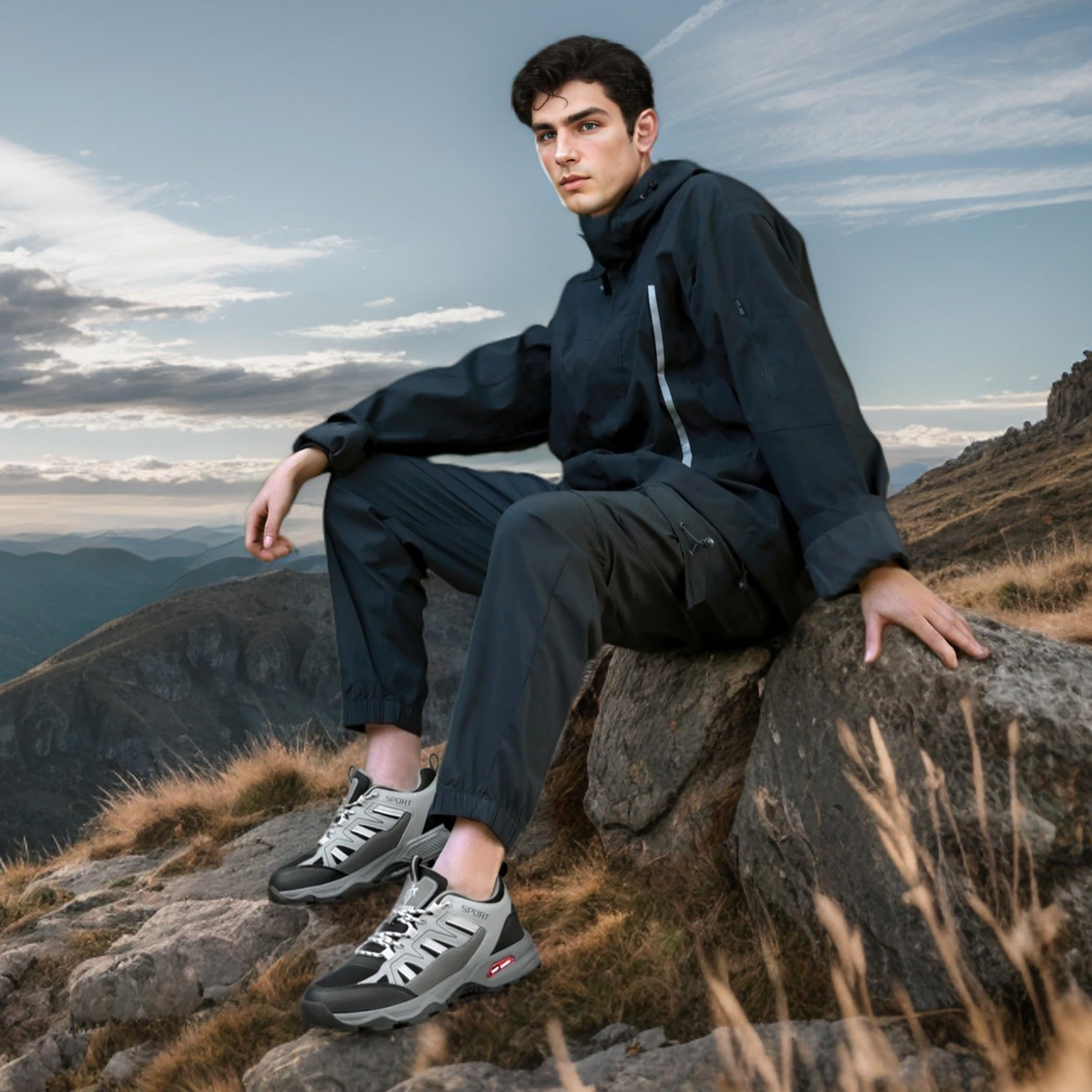 Chaussures Basses de Randonnée Homme Légeres - Baskets de Trekking Antidérapantes Respirantes - Confortables pour Marche Sportive et Trail