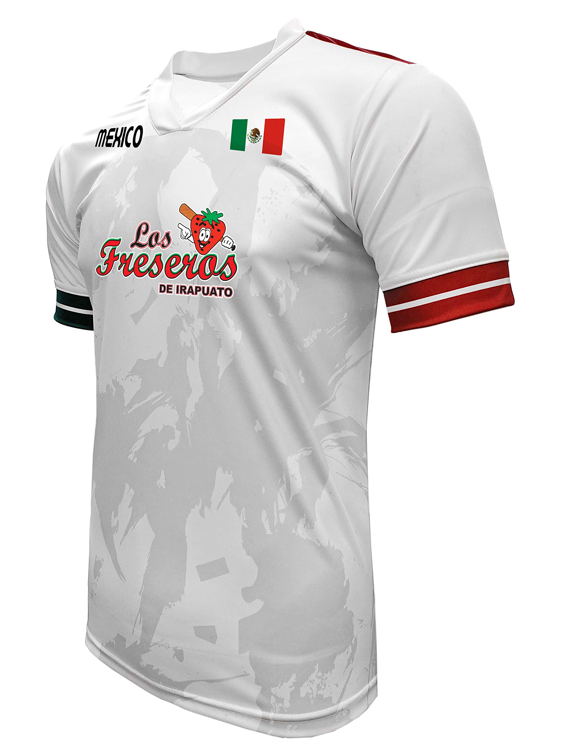 Jersey Mexico Freseros de Irapuato 100% Polyester White/Grey_Made in Mexico (Small)