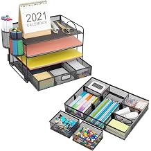 Marbrasse 4-Trays File Organizer with Pen Holder + Drawer Organizer Set