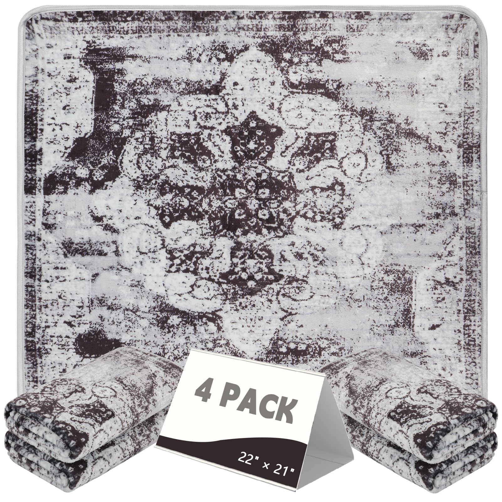 FUMMI 4 Pack Reusable Waterproof Incontinence Bed & Chair Pads, 22” x 21” Extra Heavy Absorbency, Soft Flannel Surface, Machine Washable for Dog,