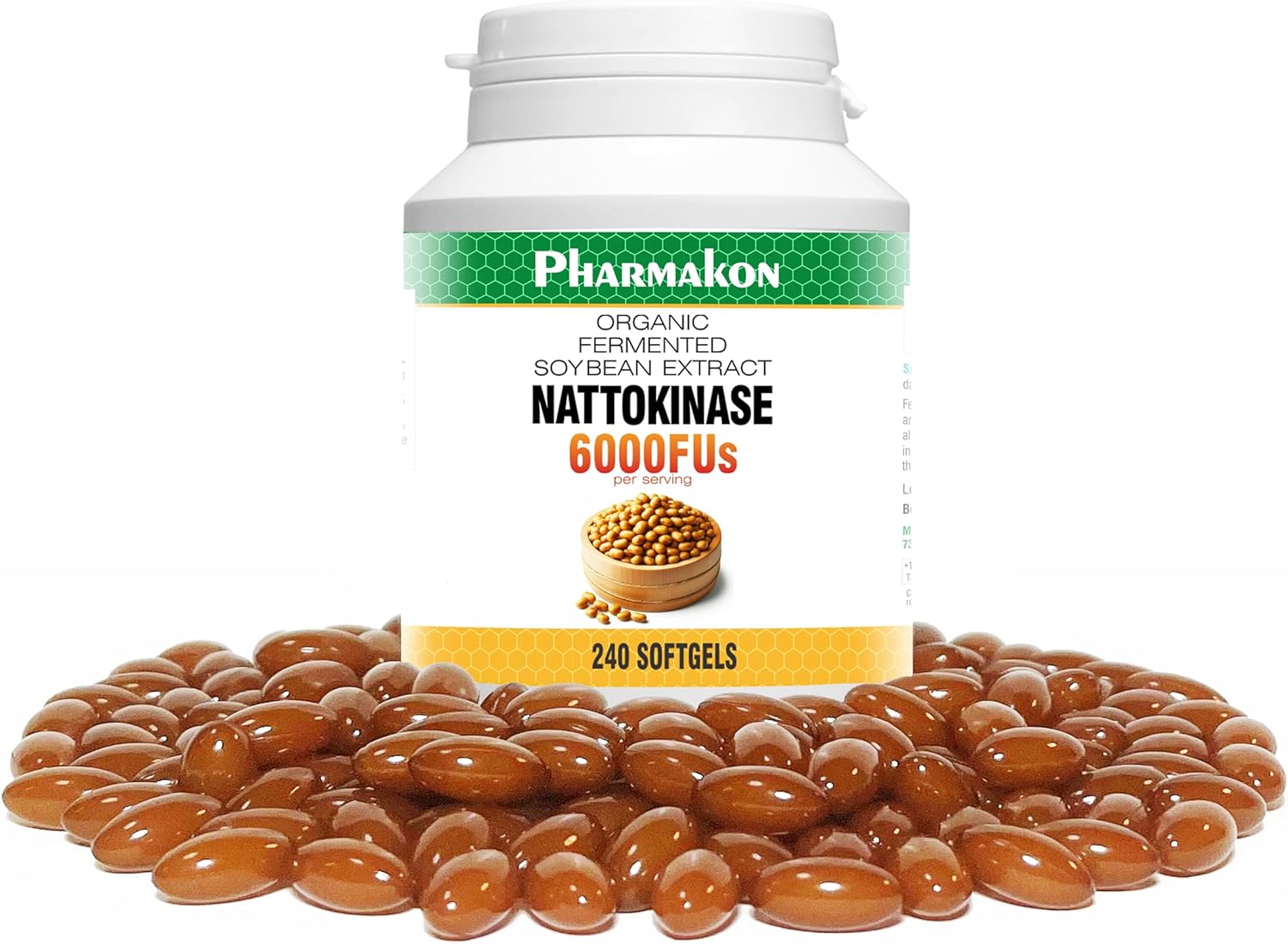 PHARMAKON Natural Nattokinase Organic Fermented Soybean Extract, 6000 FUs per Serving PHARMAKON Natural Nattokinase Organic Fermented Soybean Extract, 6000 FUs per Serving