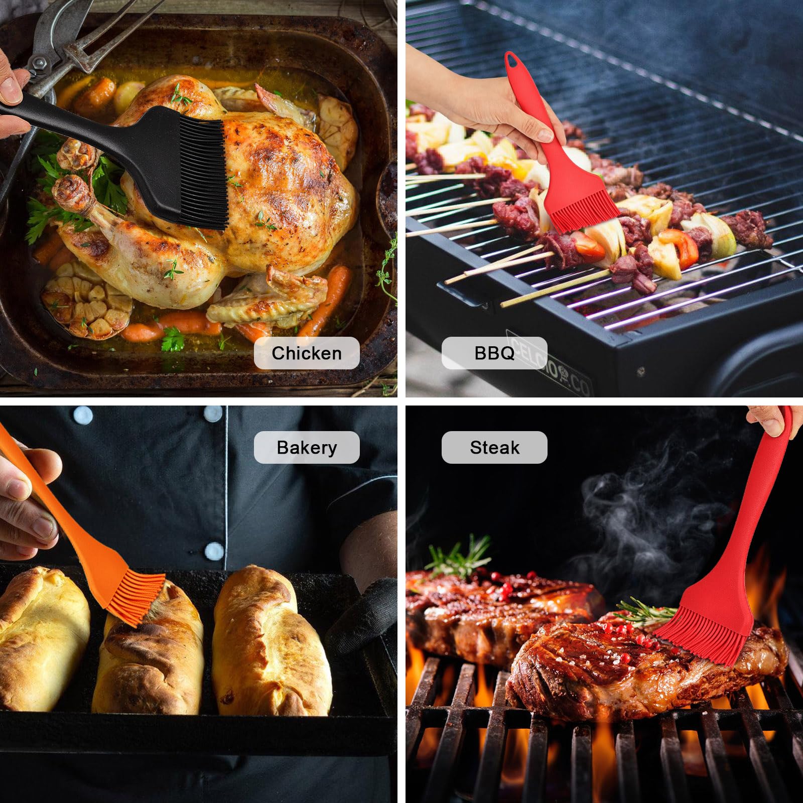 Pinceaux Pâtisserie Silicone ChAusa - Lot De 2 Pinceaux à Pâtisserie Extra Larges En Silicone - 10 Cm - Résistants à La Chaleur Pinceau Pâtisserie Extra Large Résistant Chaleur 230°C