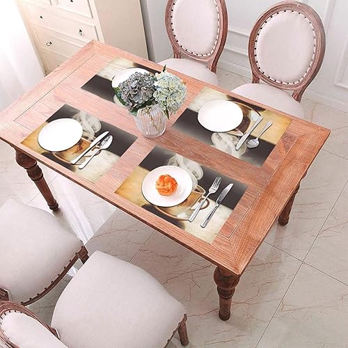 Miniatura 4 de 6 PCS PVC Placemats Set Place Mats Hot Coffee Non-Slip Weave Place Mats 12" x 18" Farmhouse Table Mat Set for Family Dinners Wedding Parties