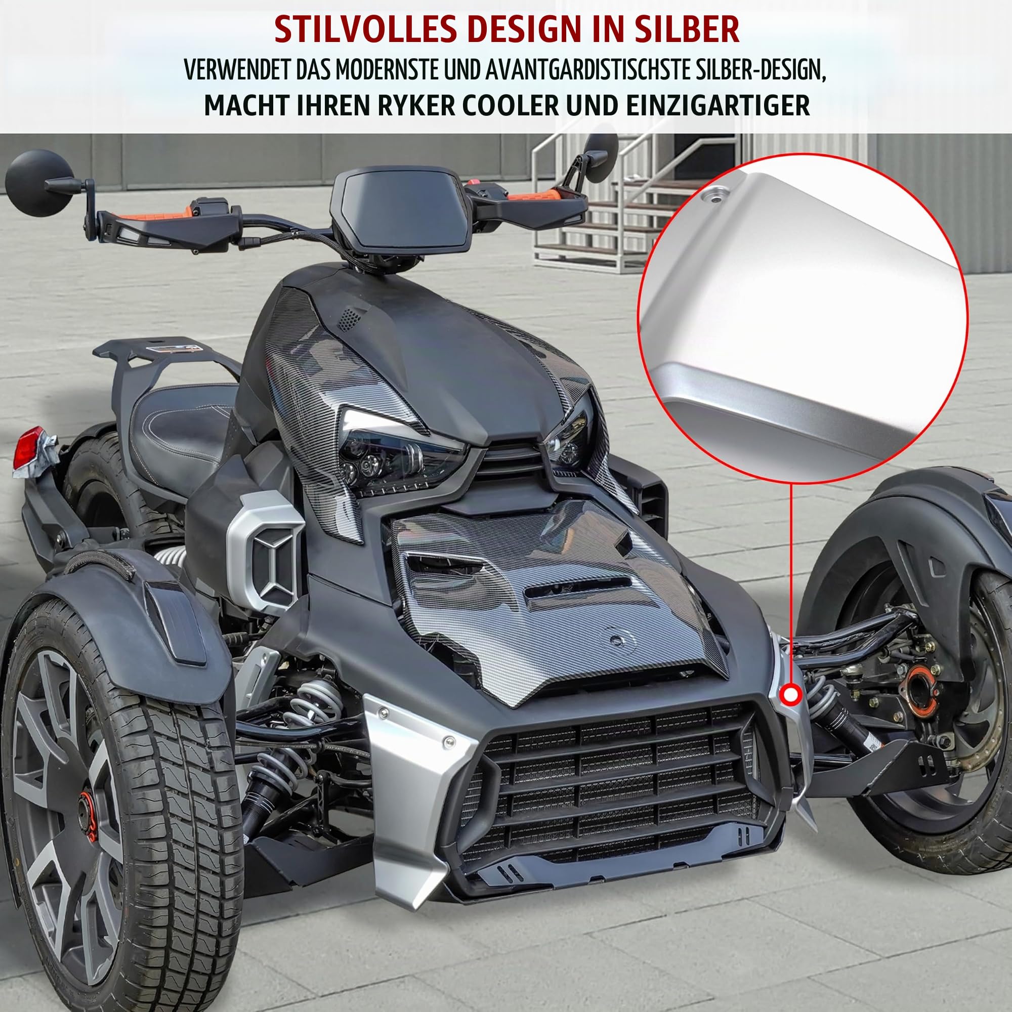 SAUTVS Silberfarbene Frontgrill-Blenden für Can-Am Ryker, unterer Grillschutz für Can Am Ryker 600 900 Sport & Ryker Rally Edition, alle Modelle, Zubehör (ersetzt OEM 219400947)