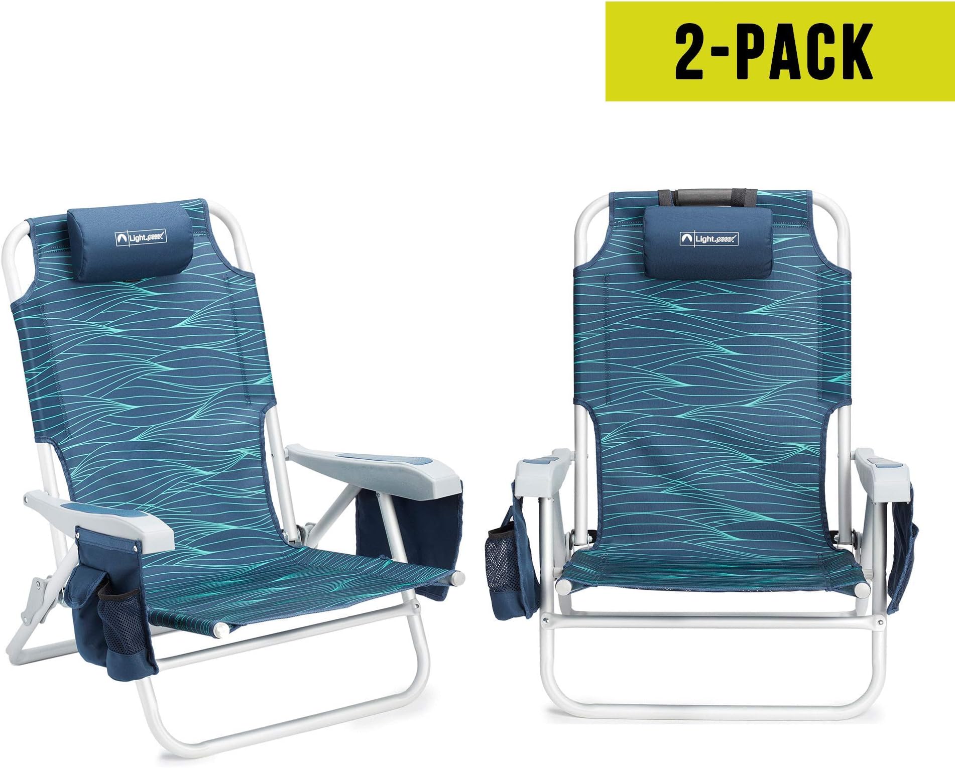 Lightspeed Outdoors ECO Ultimate Backpack Beach Chairs for Adults | Reclining Beach Chair Backpack with Adjustable Padded Headrest | Folding and Portable Chair | 1 Piece