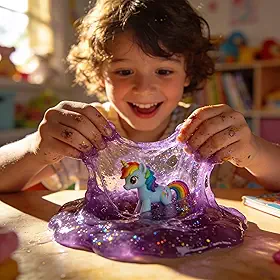 Slime de Cristal com Unicornio Colecionáveis Potes Coloridos Gel de PVA Roxo Verde Azul Laranja Transparente e Amarelo para Crianças