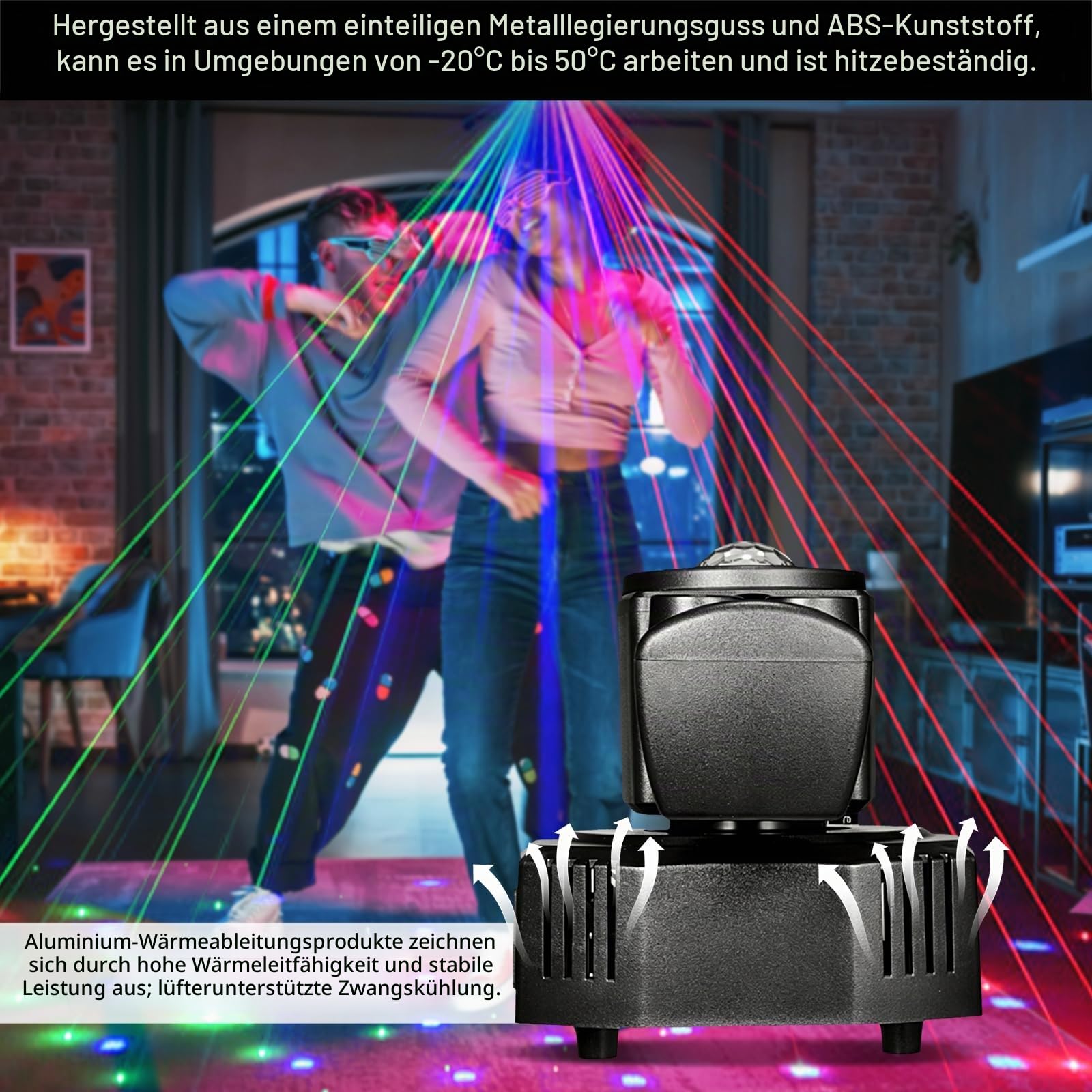 Moving Head Discolicht Partylicht, LED RGB DMX512 Stage Moving Head Licht, Doppelkopf Beam Magic Ball, 5 Steuerungsmodi, geeignet für DJ, Bar, Geburtstagsfeiern, Disco-Partys