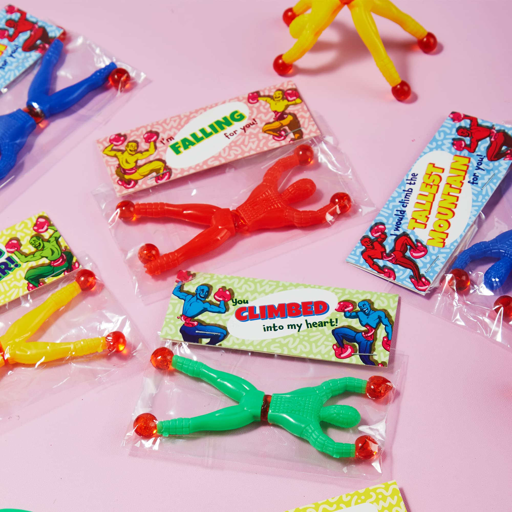 JOYIN 28 Stück Klebrige Wandkletter-Männer, Squishy-Spielzeug, Stressabbau-Spielzeug für Kinder, Valentinstagsparty-Geschenke, Klassenzimmer-Austauschpreise, Geschenk-Grußkarten