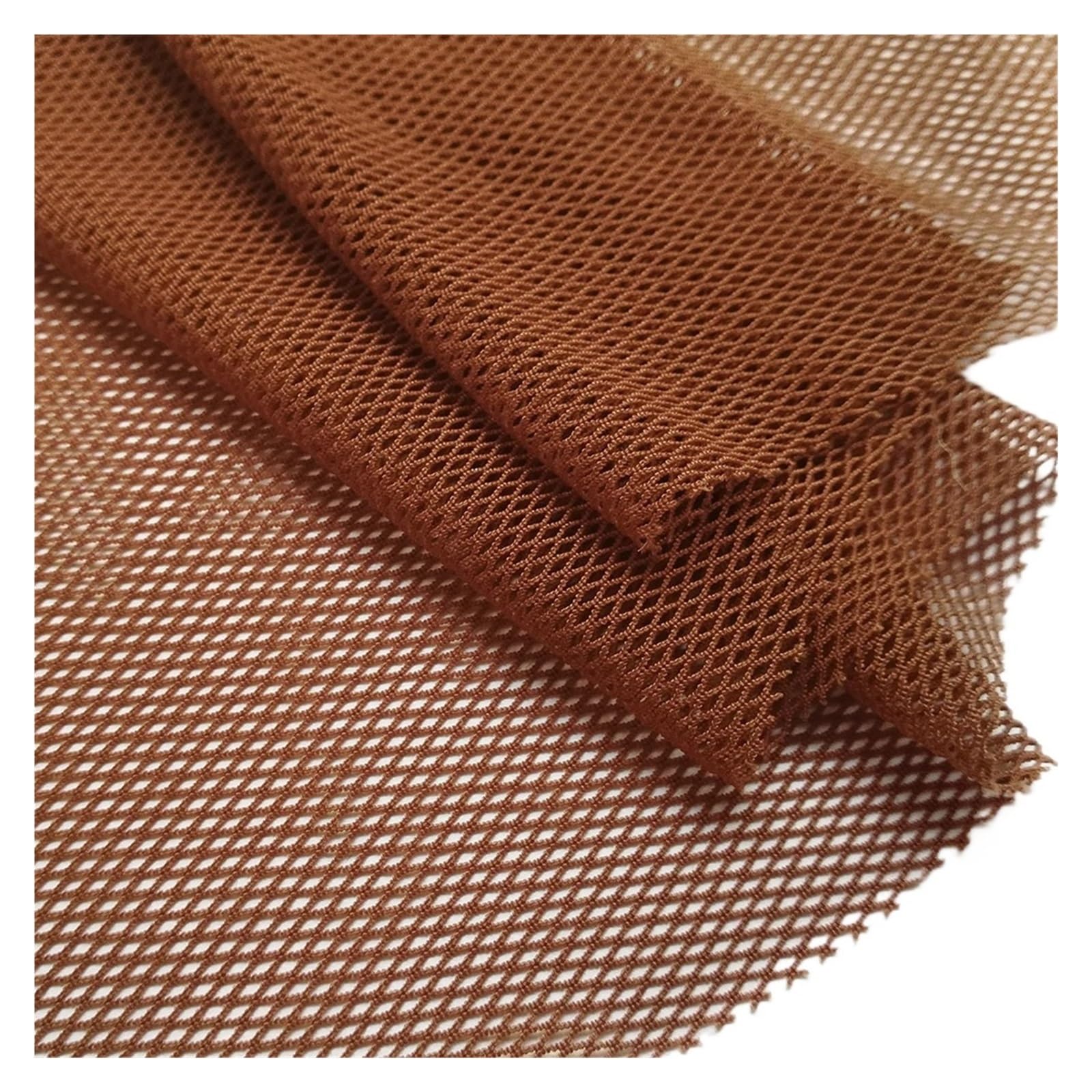 Stretch Mesh Fabric for Women Spandex Rhombic Grid Cloth Soft Lingerie Apparel Sewing Net(Coffee)