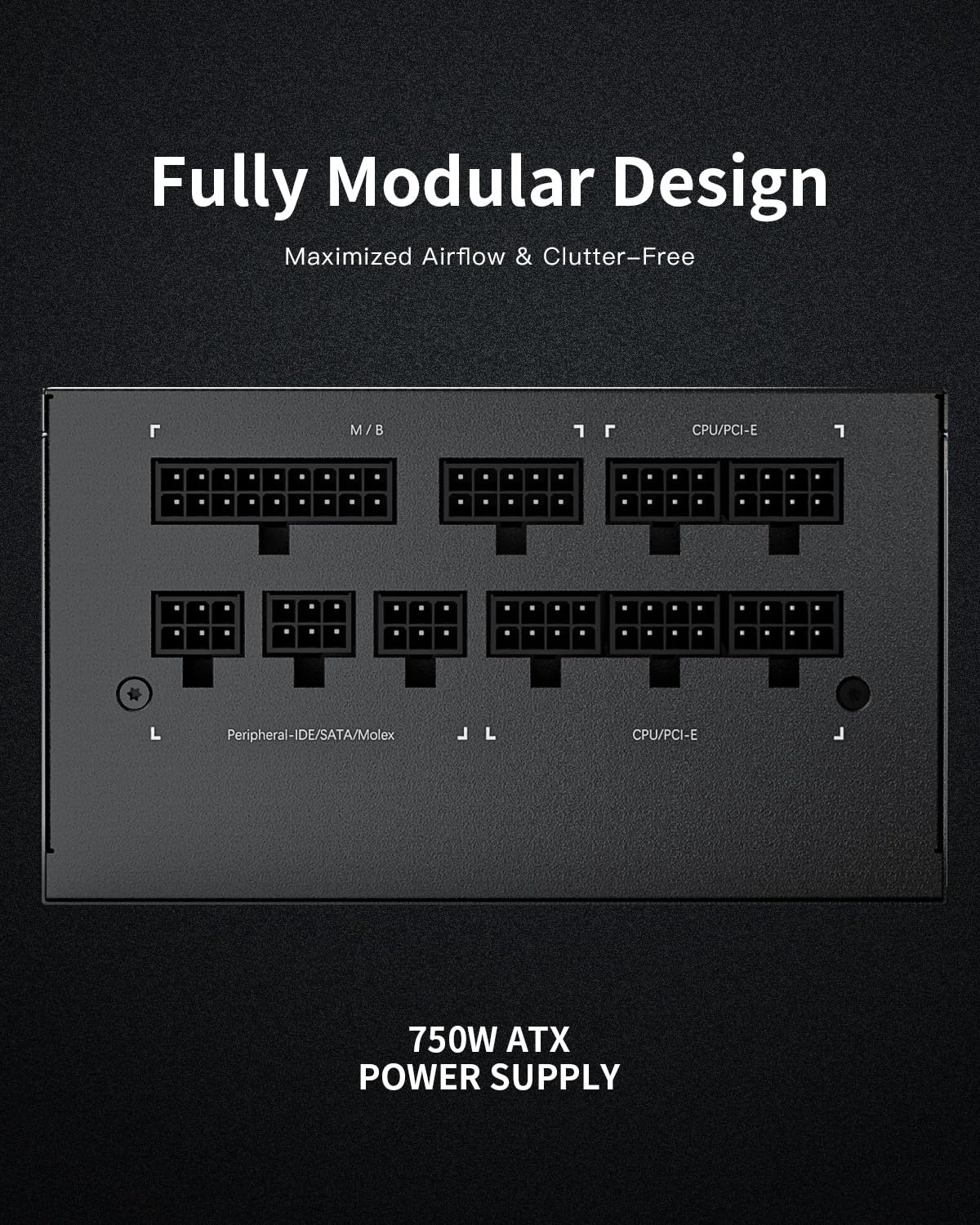 Superer 750W Power Supply, PC PSU Computer Gaming Low Noise Black ATX for NVIDIA RTX 20 30 40 Series AMD GPU, (CE Safety Certified), 80 Plus Gold, Full Modular, Silent FDB Fan