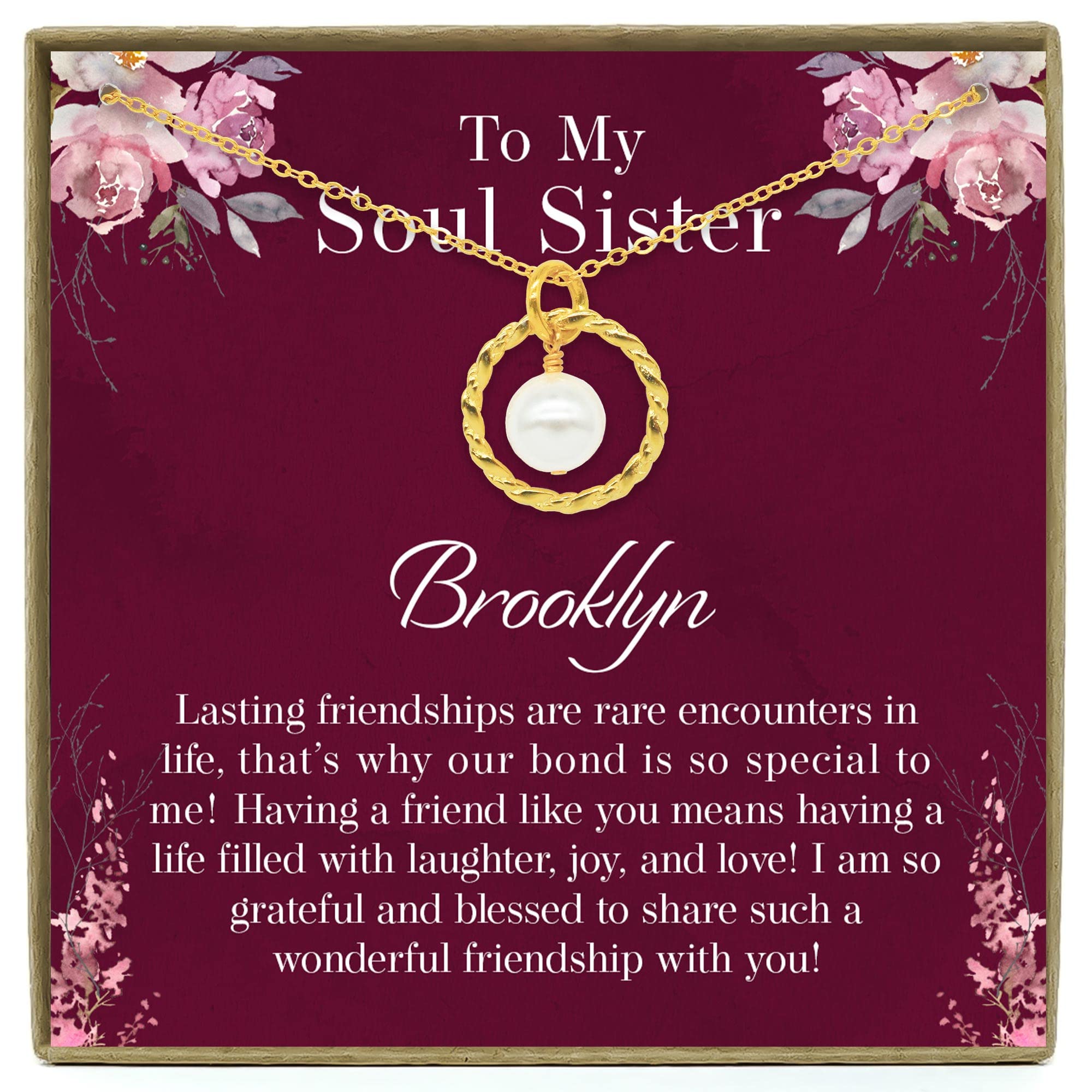 Luv and Gratitude Personalized Friend Gifts for Women, 925 Sterling Silver Necklace, Friendship Gifts for Women Friends, Birthday Gifts, Gifts for Best Friend (Gold, Gold Eternity with Pearl)