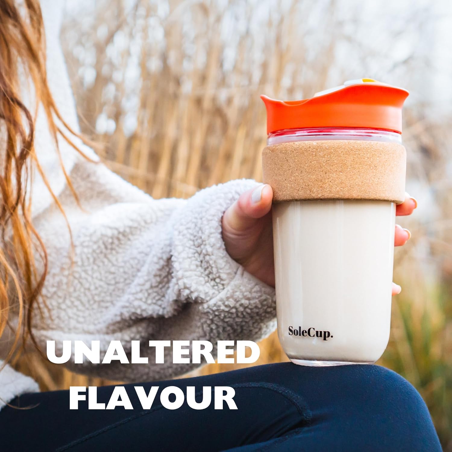 Large Travel Mug Loose Tea Infuser - Detachable Tea Strainer with Spill Proof Lid - 18oz/530ml BPA-Free Reusable Glass Travel Coffee Cup with Cork Band (Ice Cream, 18oz) - Image 7