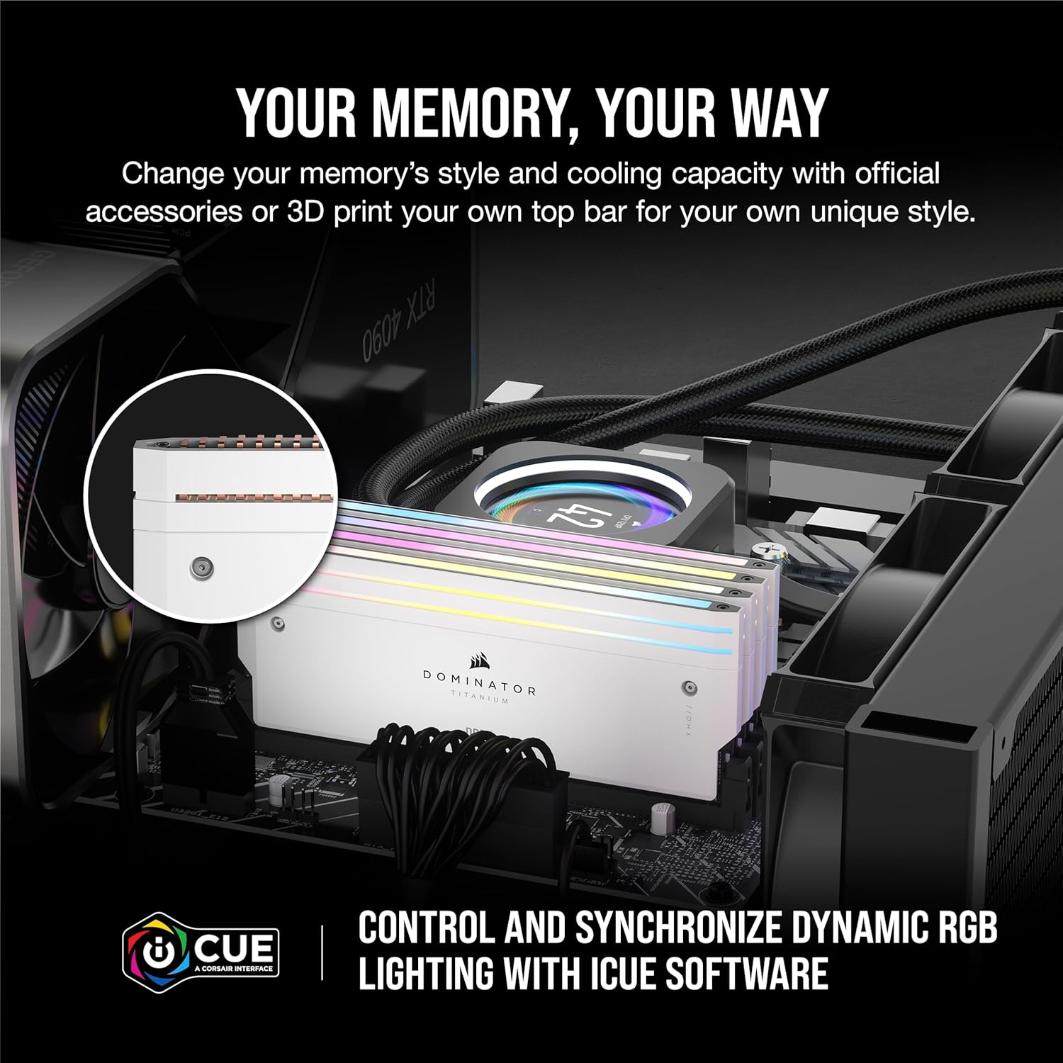CORSAIR Dominator Titanium RGB DDR5 RAM 64GB (2x32GB) 6000MHz CL30-36-36-76 1.40V AMD EXPO Intel XMP 3.0 Desktop Computer Memory – White (CMP64GX5M2B6000Z30W)