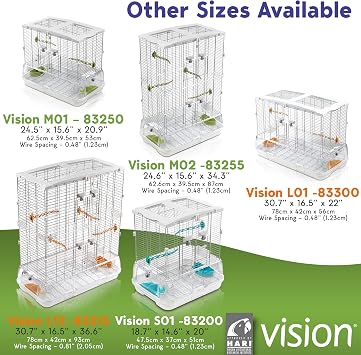Vision M01 Wire Bird Cage, Budgie, Birdhouse for Canary Birds, Medium Size